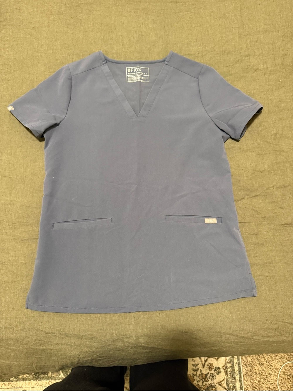 Figs V-Neck Scrub Top in Slate Blue